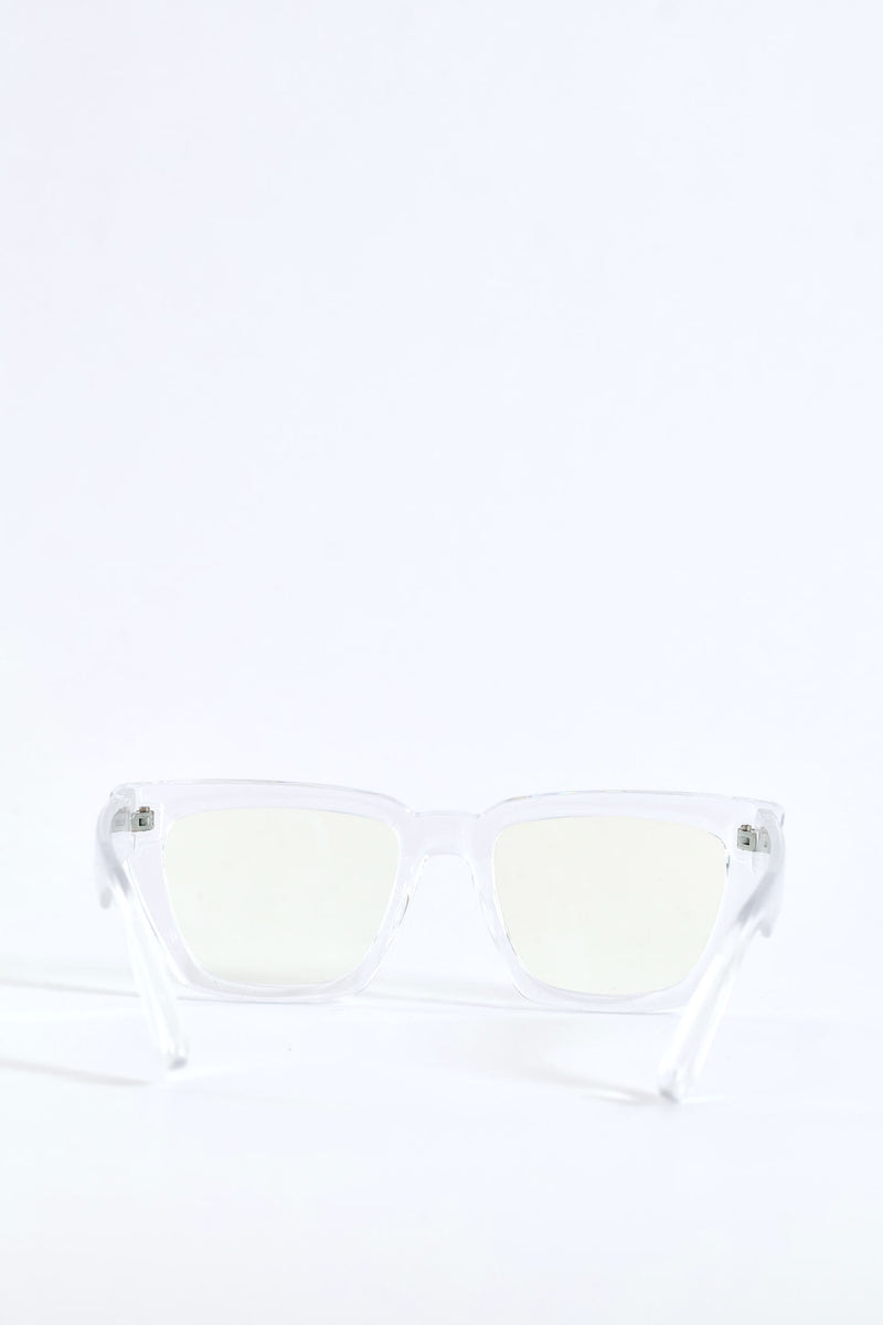 Chunky Square Cateye Glasses - Clear