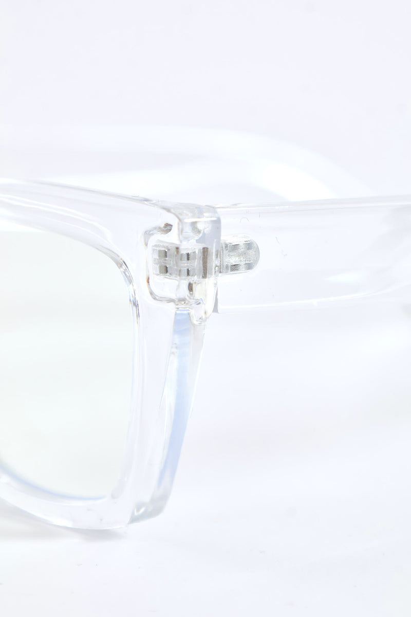 Chunky Square Cateye Glasses - Clear