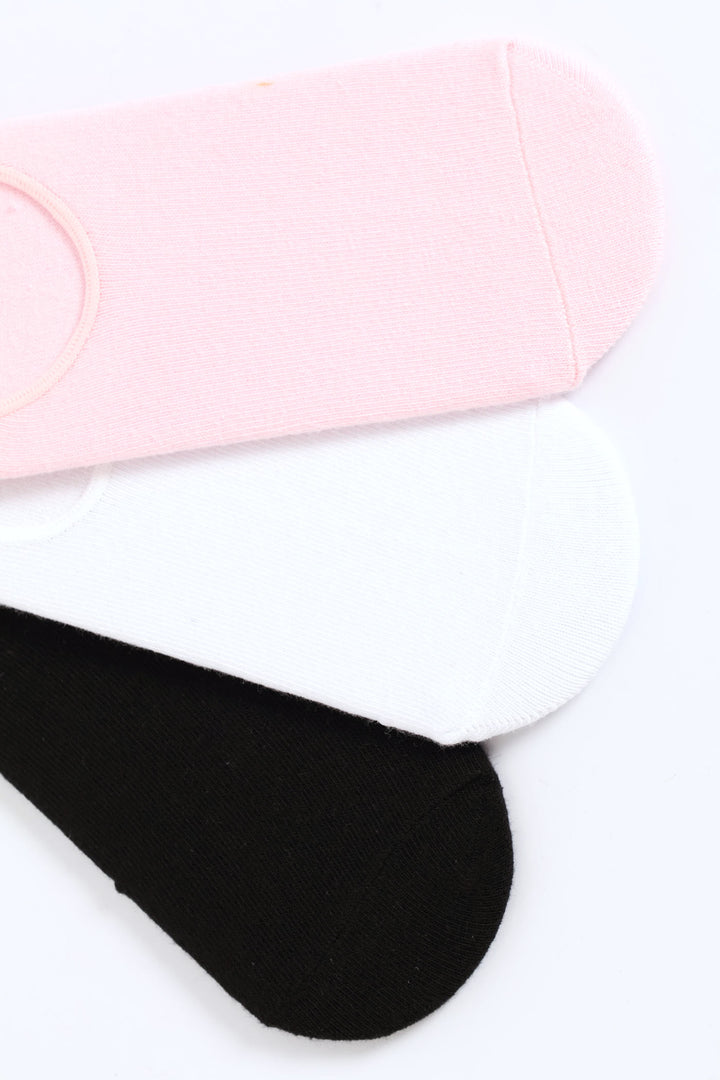 Girls 3 Pack Plain Secret Socks - Multi