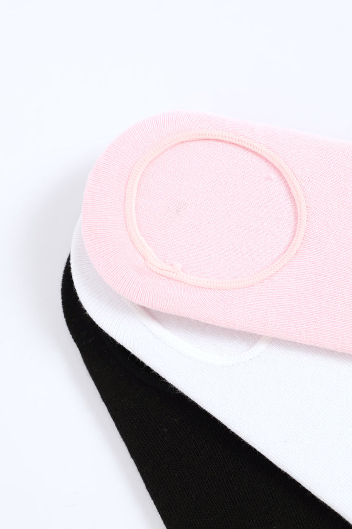 Girls 3 Pack Plain Secret Socks - Multi