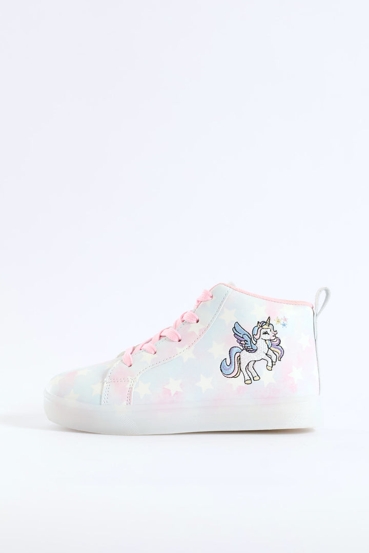 Girls Unicorn Light Up Hitop Sneaker - Multi