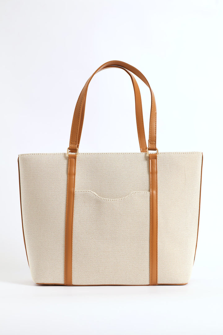 Colour Block Canvas Front Pocket Shopper