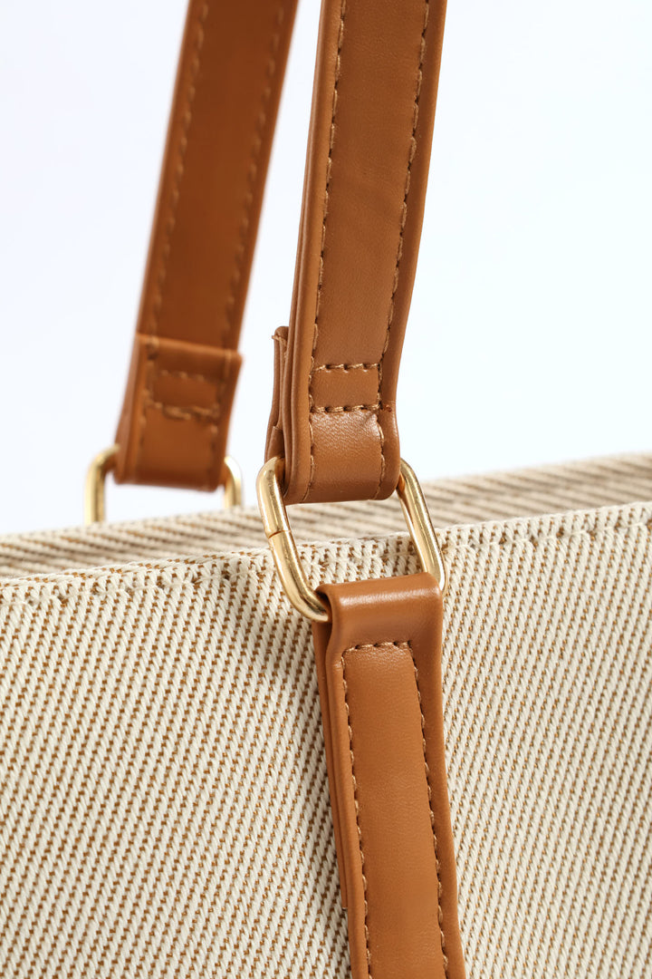 Colour Block Canvas Front Pocket Shopper