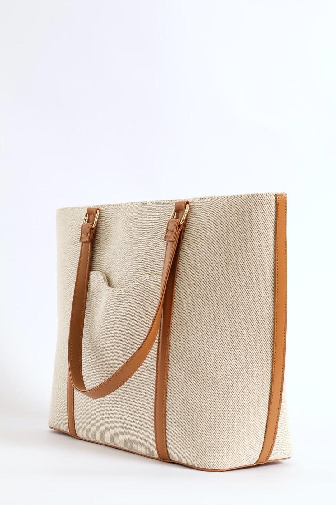 Colour Block Canvas Front Pocket Shopper