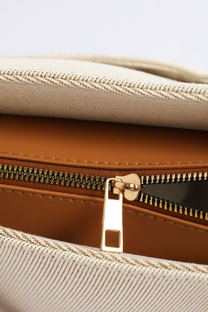 Colour Block Canvas Front Pocket Shopper