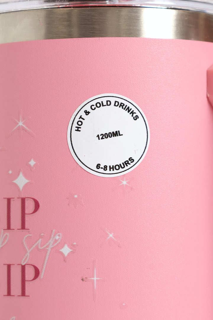 Large Metal Tumbler Flask - Pink