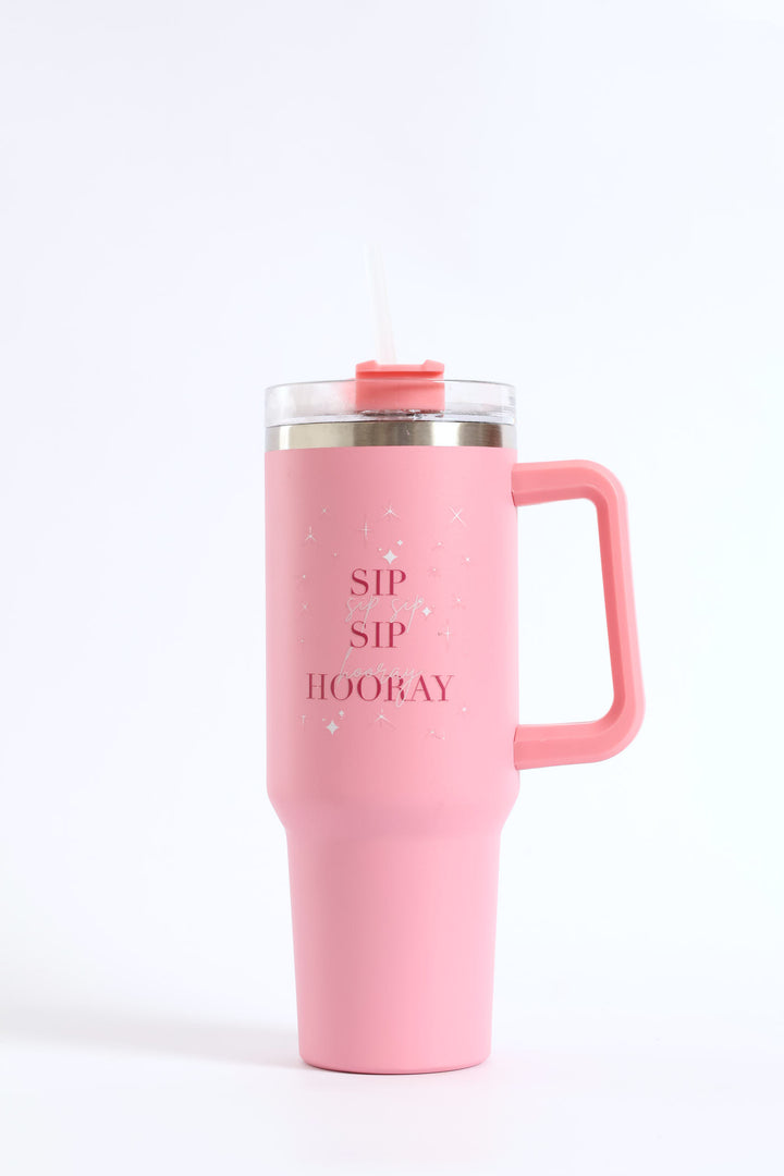 Large Metal Tumbler Flask - Pink