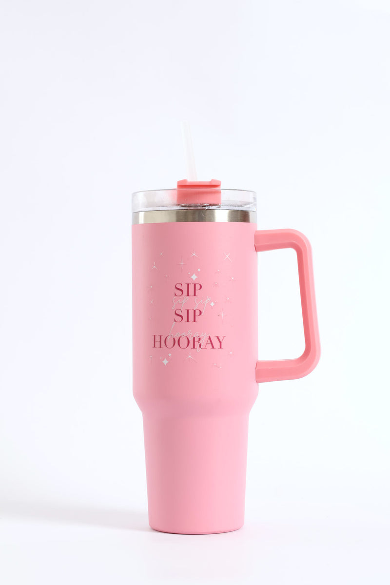 Large Metal Tumbler Flask - Pink