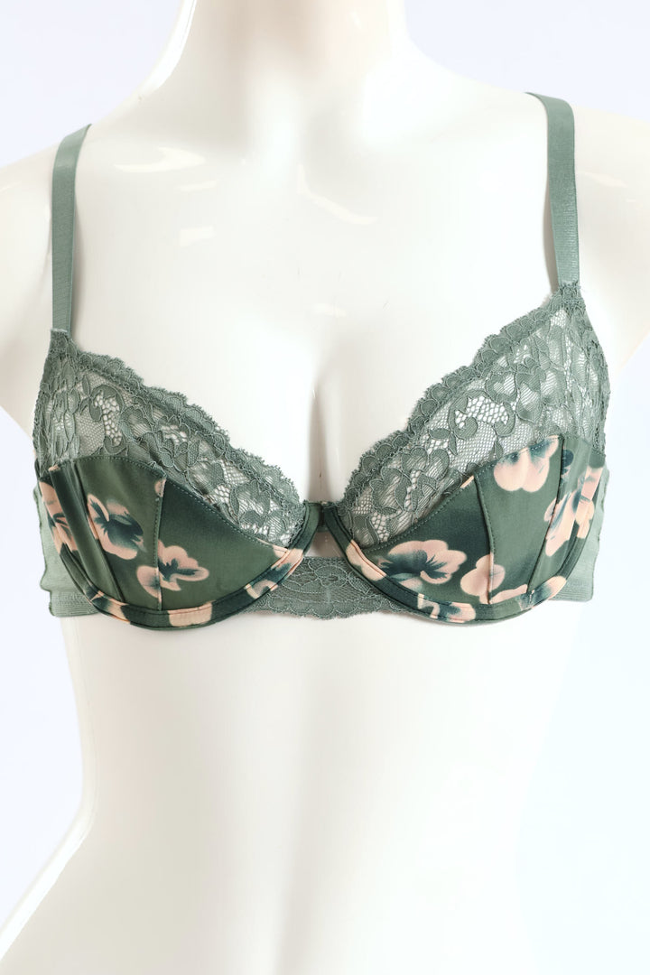 2 Pack Printed Wired Non-Padded Bra - Sage/Pink