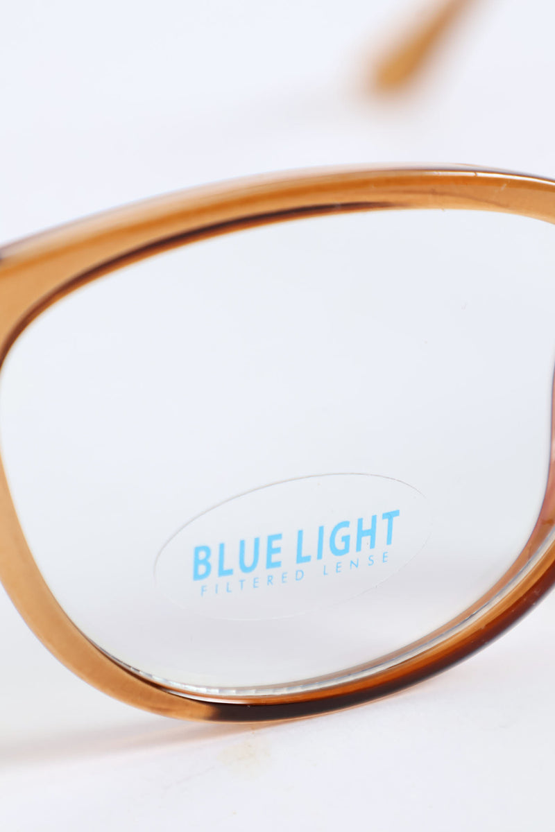 Gold Temple Rounded Cateye Glasses - Brown