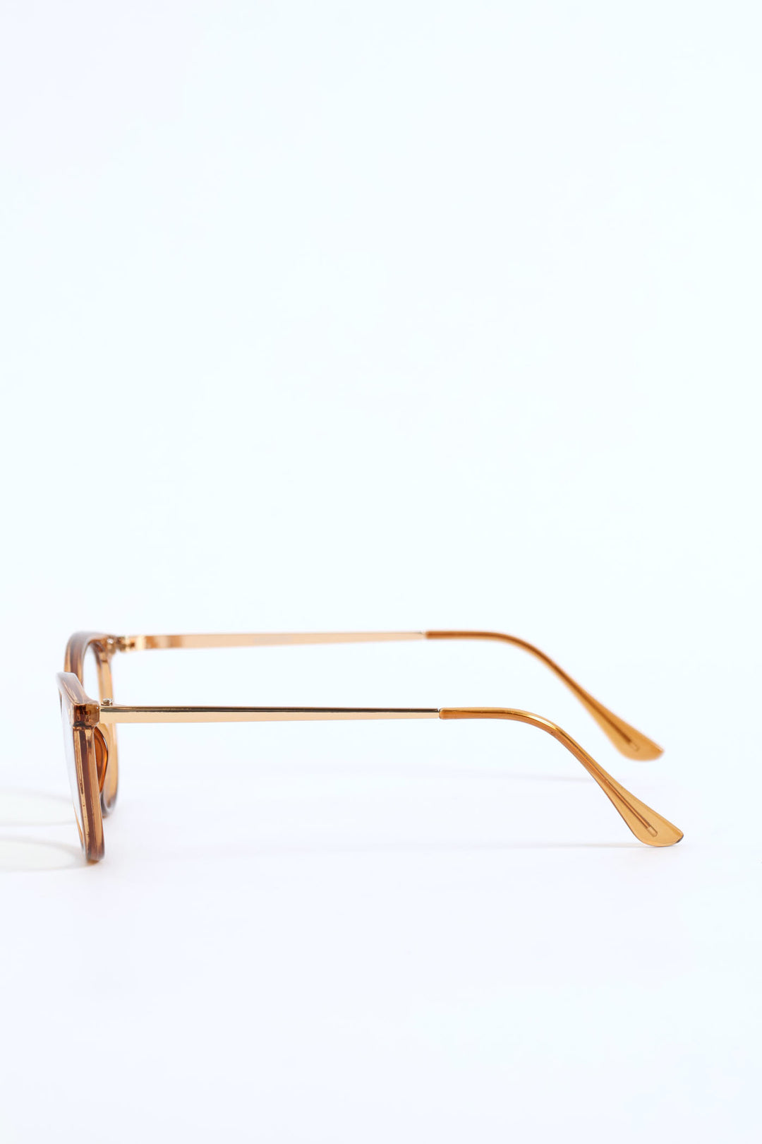 Gold Temple Rounded Cateye Glasses - Brown