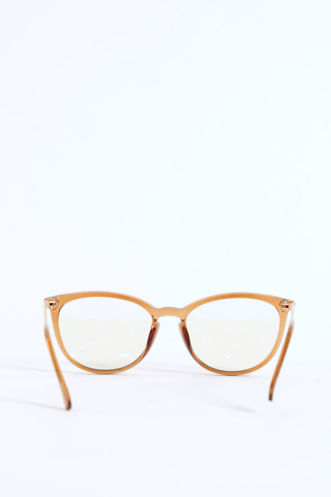 Gold Temple Rounded Cateye Glasses - Brown