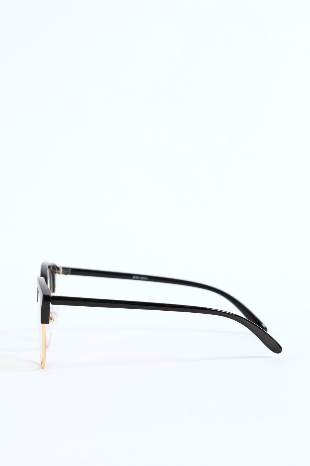 Rounded Half Rim Plastic Temple Glasses - Black