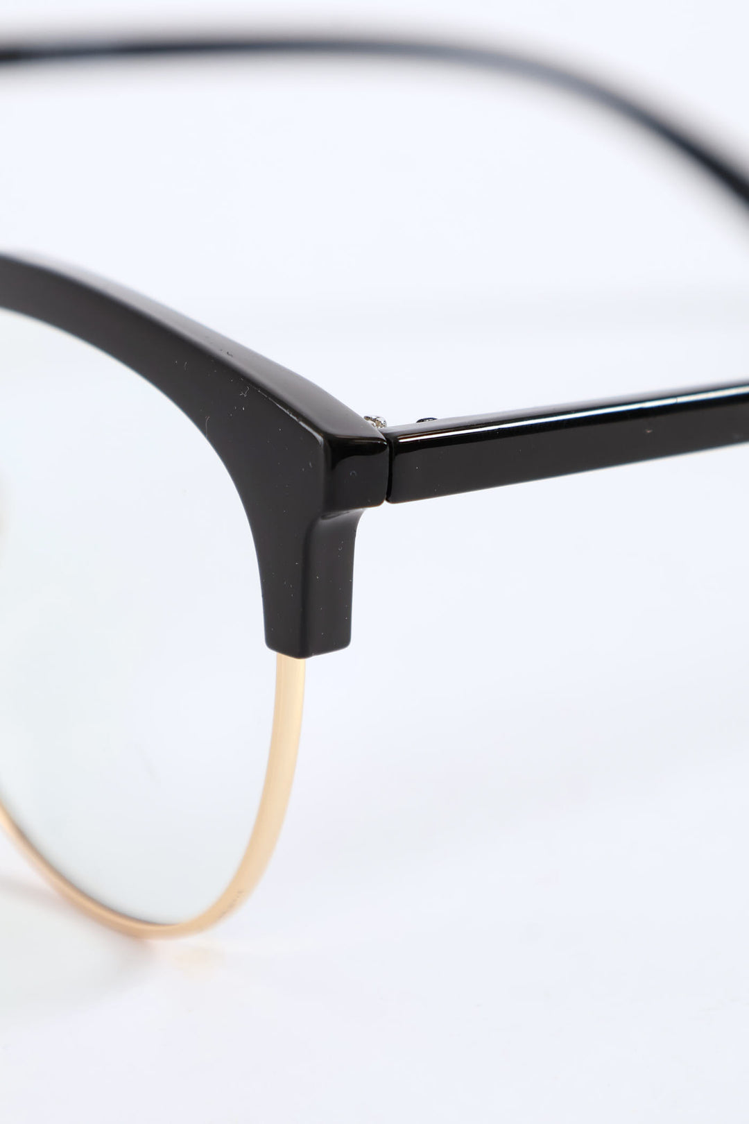 Rounded Half Rim Plastic Temple Glasses - Black