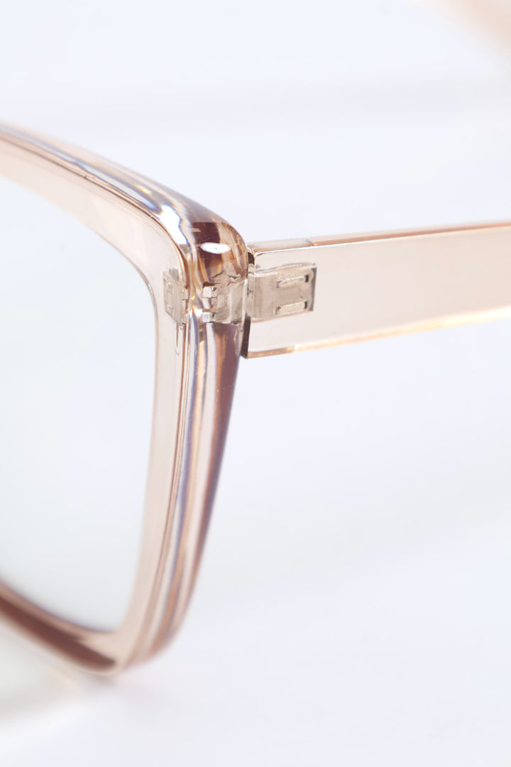 Bevelled Large Cateye Glasses - Light Grey