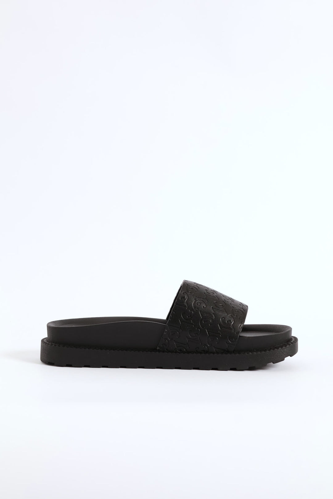 Embossed Upper Pushin Sandal - Black