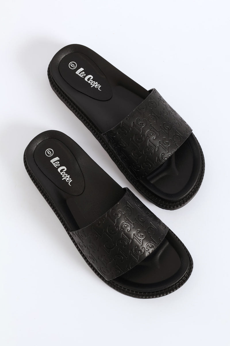 Embossed Upper Pushin Sandal - Black