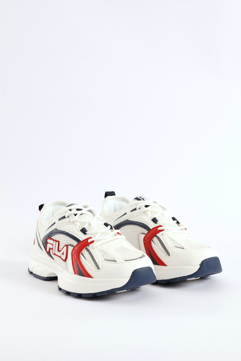 Stevie Lace Up Mesh Trainer - White/Navy