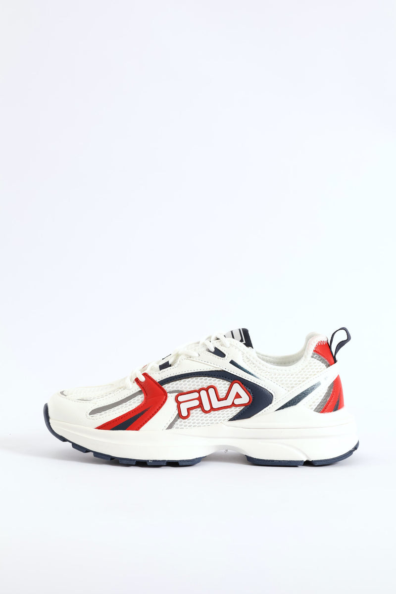 Stevie Lace Up Mesh Trainer - White/Navy