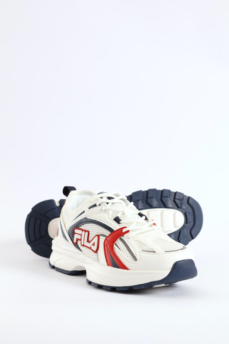 Stevie Lace Up Mesh Trainer - White/Navy