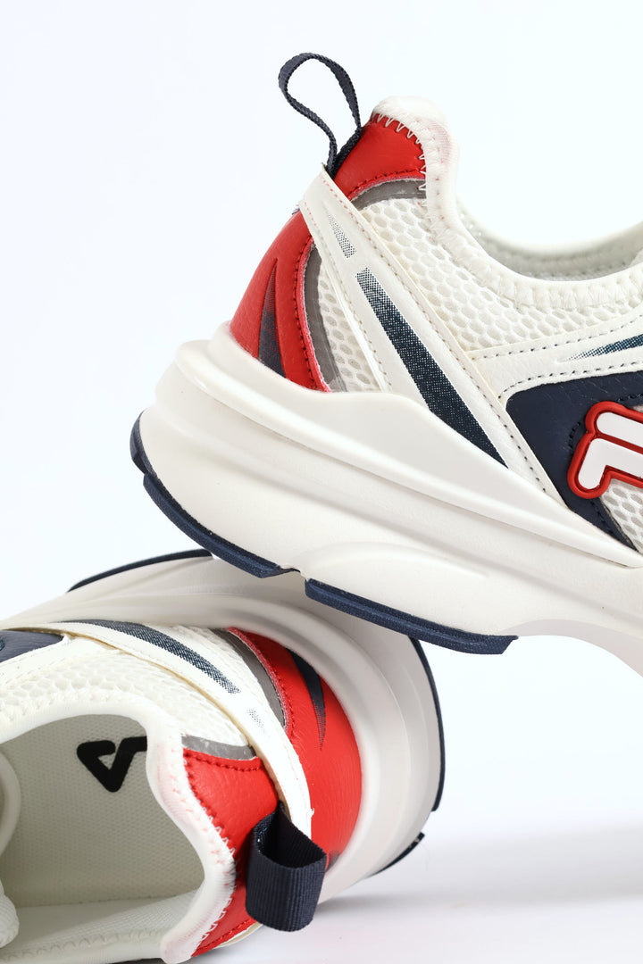 Stevie Lace Up Mesh Trainer - White/Navy