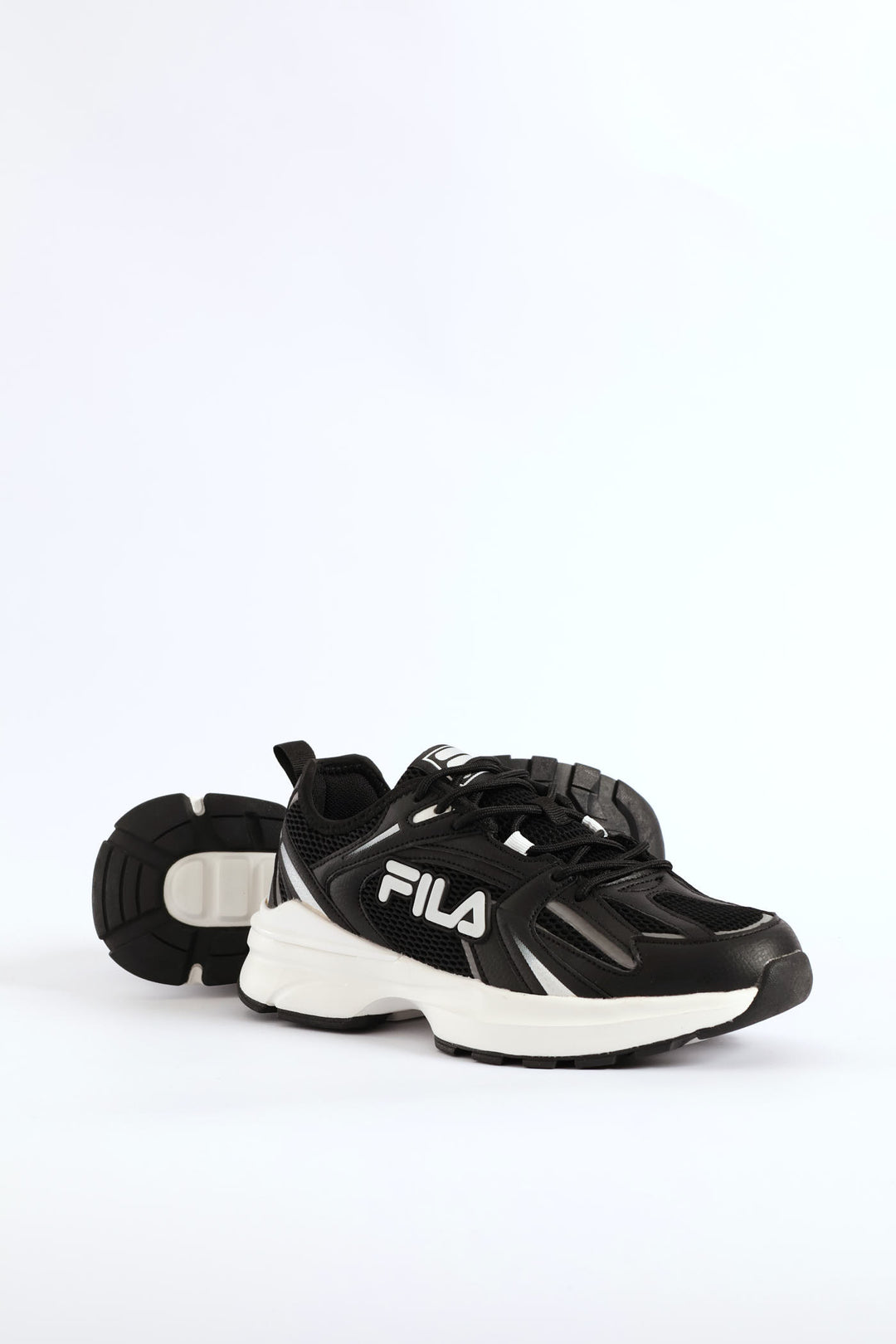 Stevie Lace Up Mesh Trainer - Black/White