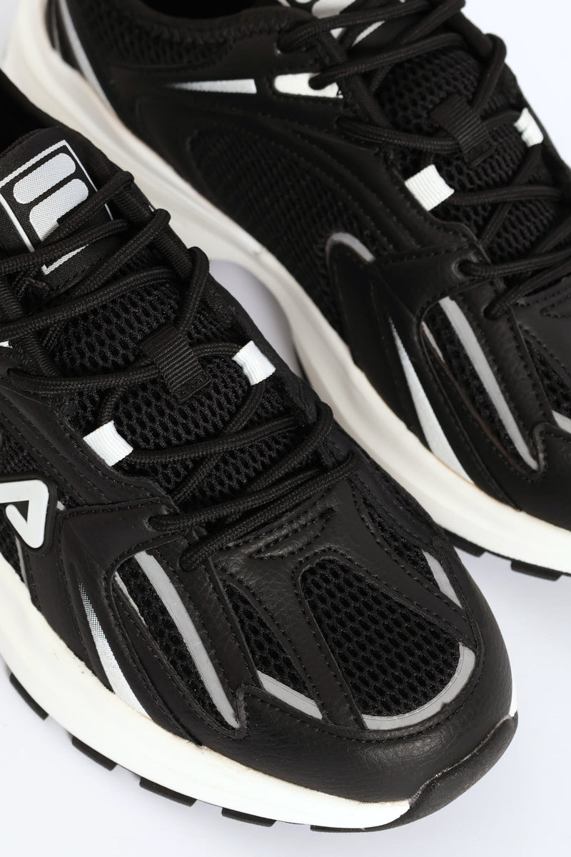 Stevie Lace Up Mesh Trainer - Black/White