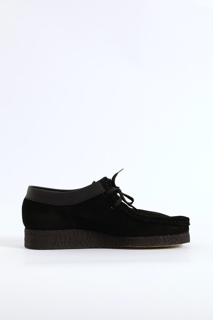 Suede Crepe Sole Closed Toe Leather Lace Up Shoe - Black