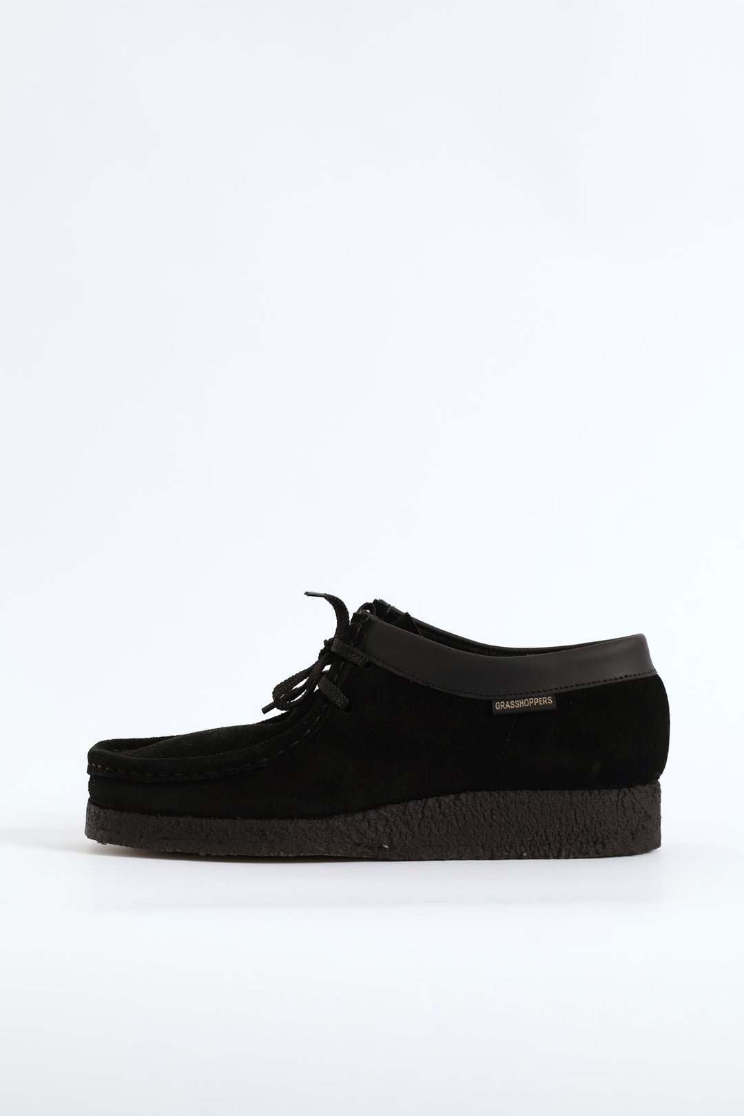 Suede Crepe Sole Closed Toe Leather Lace Up Shoe - Black