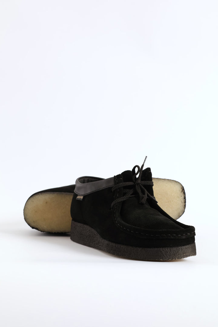Suede Crepe Sole Closed Toe Leather Lace Up Shoe - Black