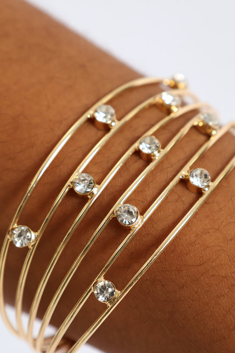Diamante Multi Strand Cuff - Gold