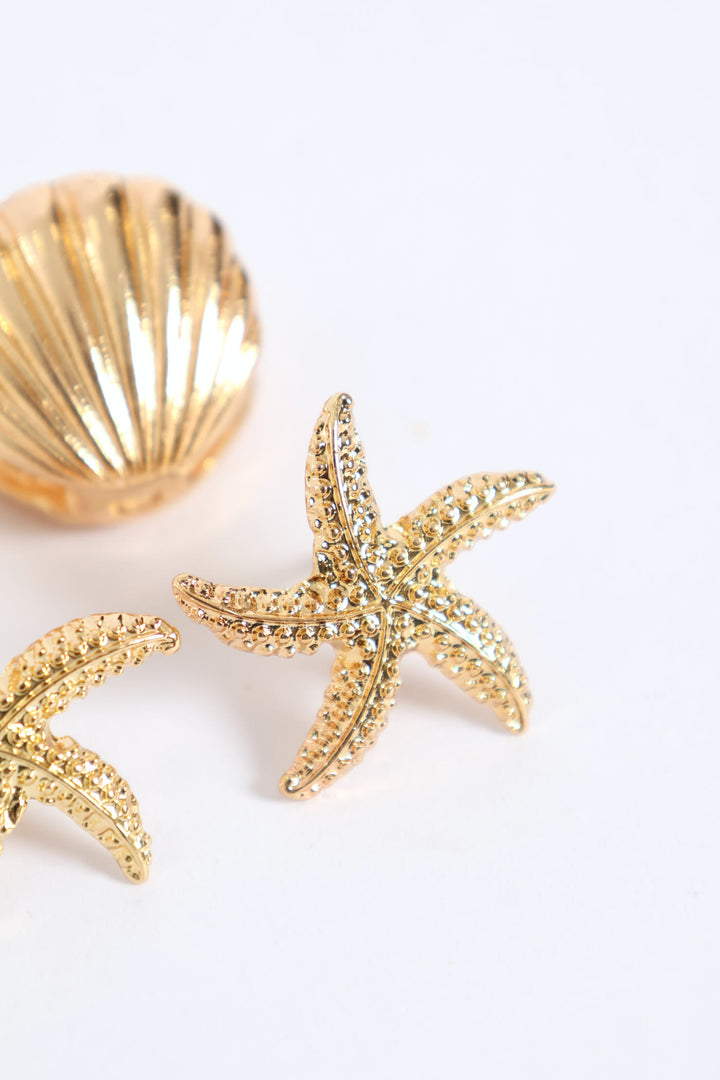 2 Pack Star Fish & Clam Set - Gold