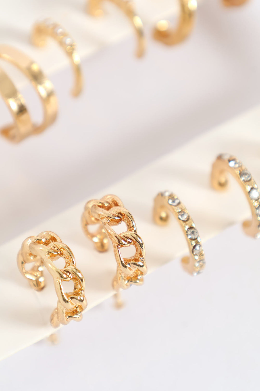 6 Pack Small Hoop Earrings - Gold