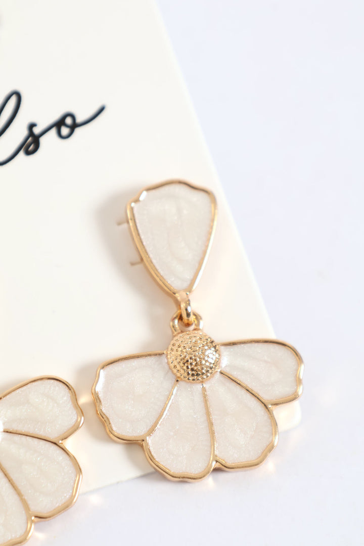 Enamel Petal Drop Earring - Gold