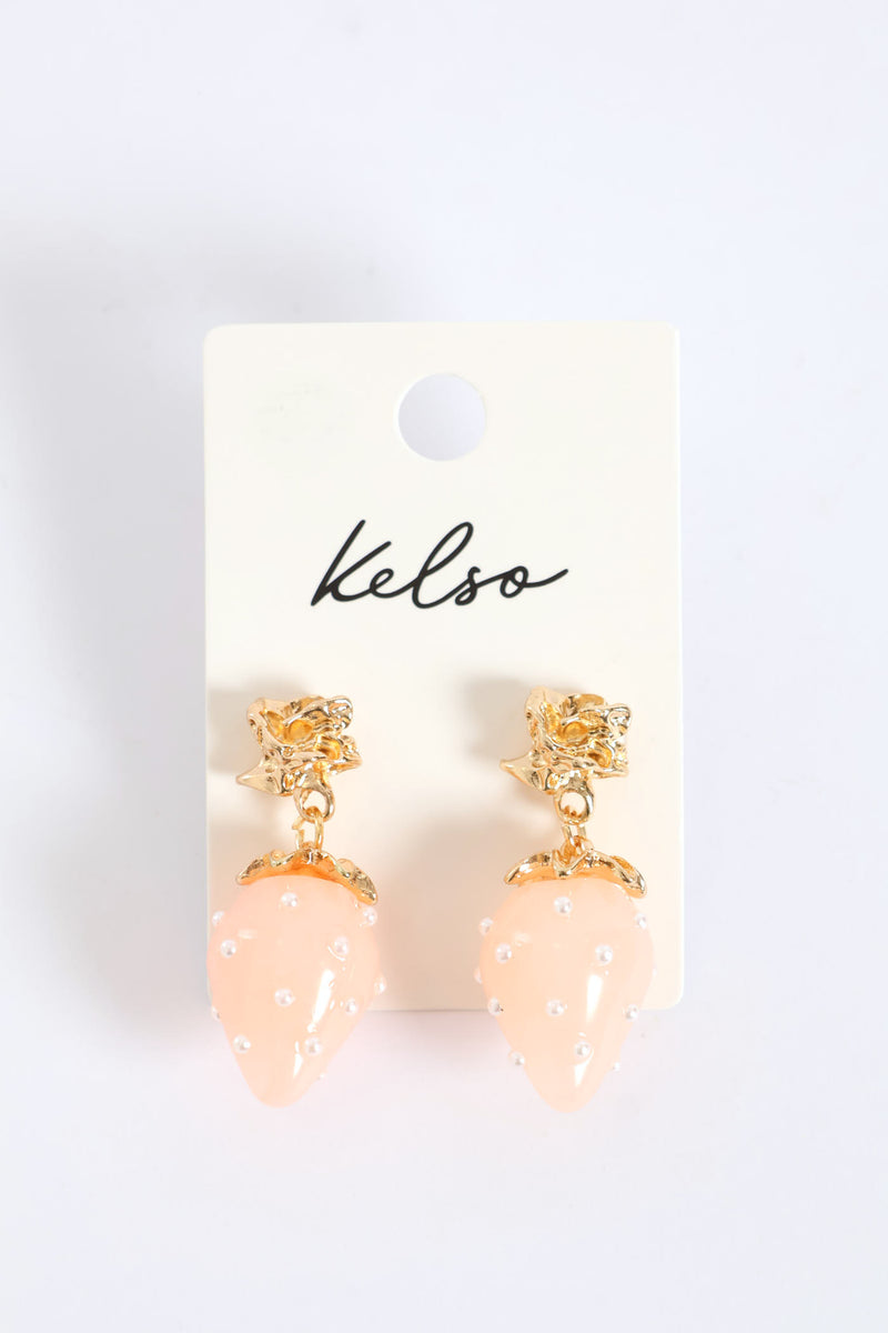 Strawberry Earrings - Light Pink