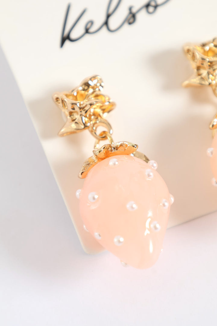 Strawberry Earrings - Light Pink