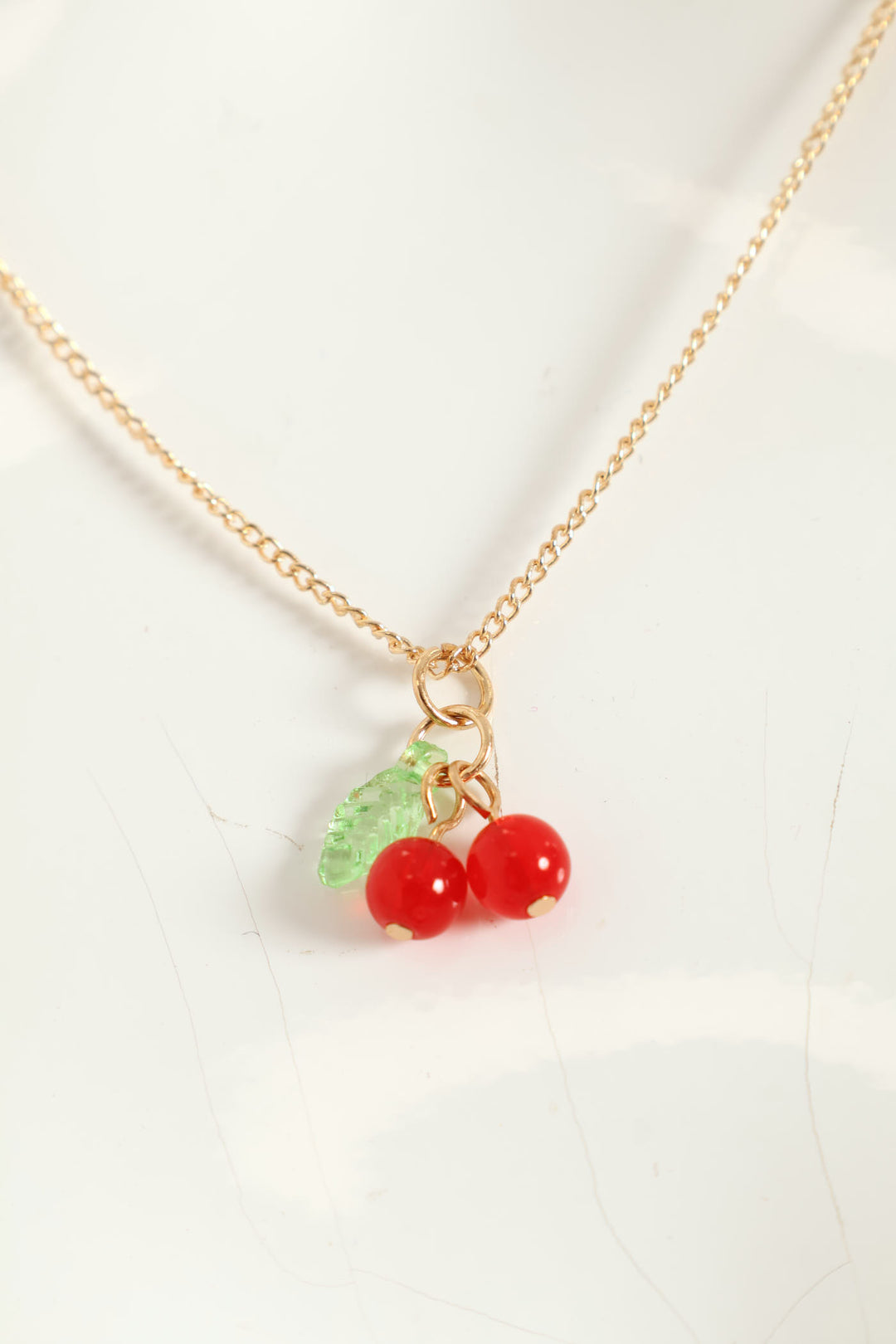 Cherry Earring & Necklace Pendant Set - Gold