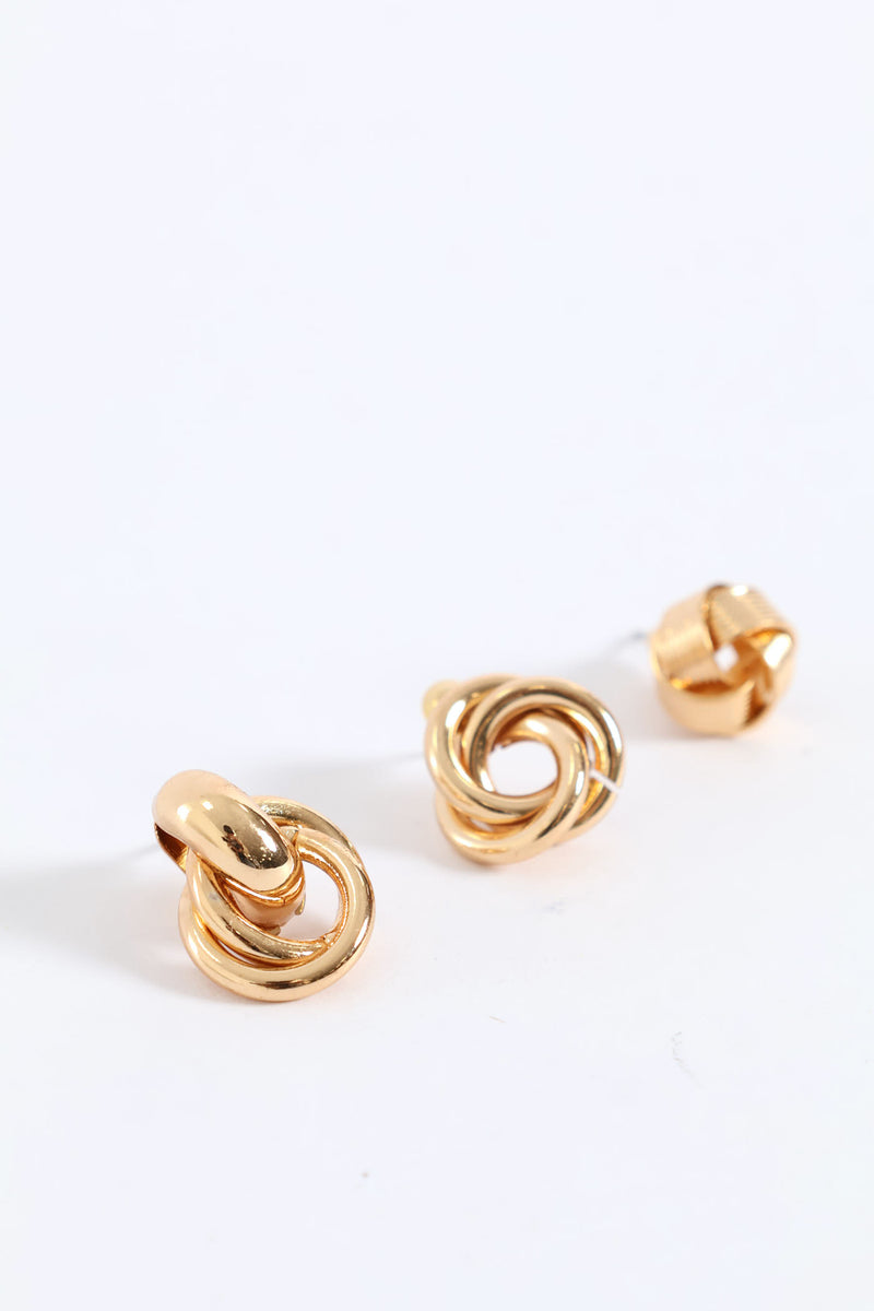 3 Pack Knot Stud Earring - Gold