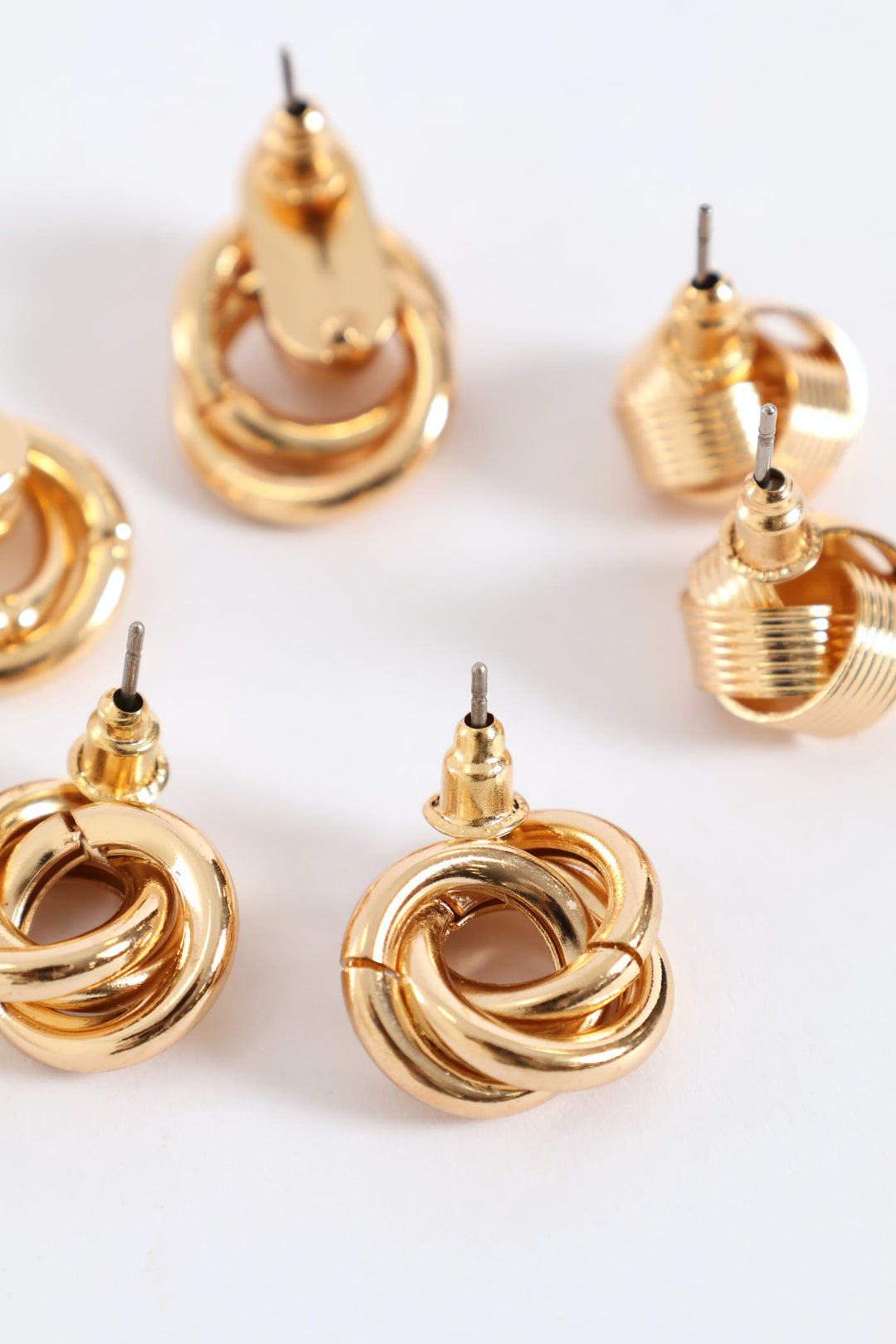 3 Pack Knot Stud Earring - Gold