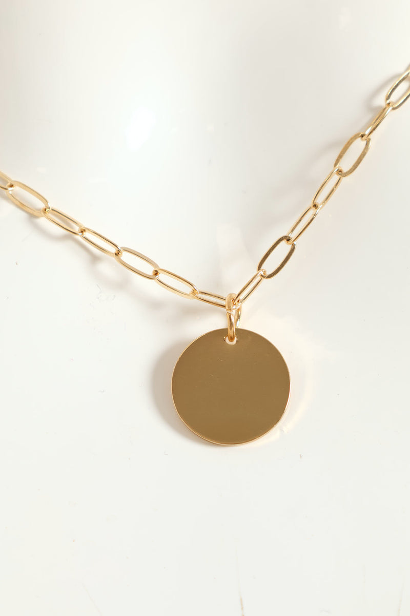 Hoop & Disc Pendant Set - Gold