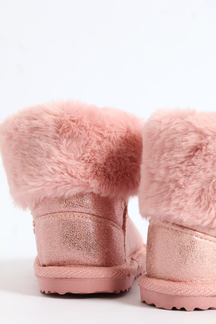 Baby Girls Snowboot Slipper - Pink