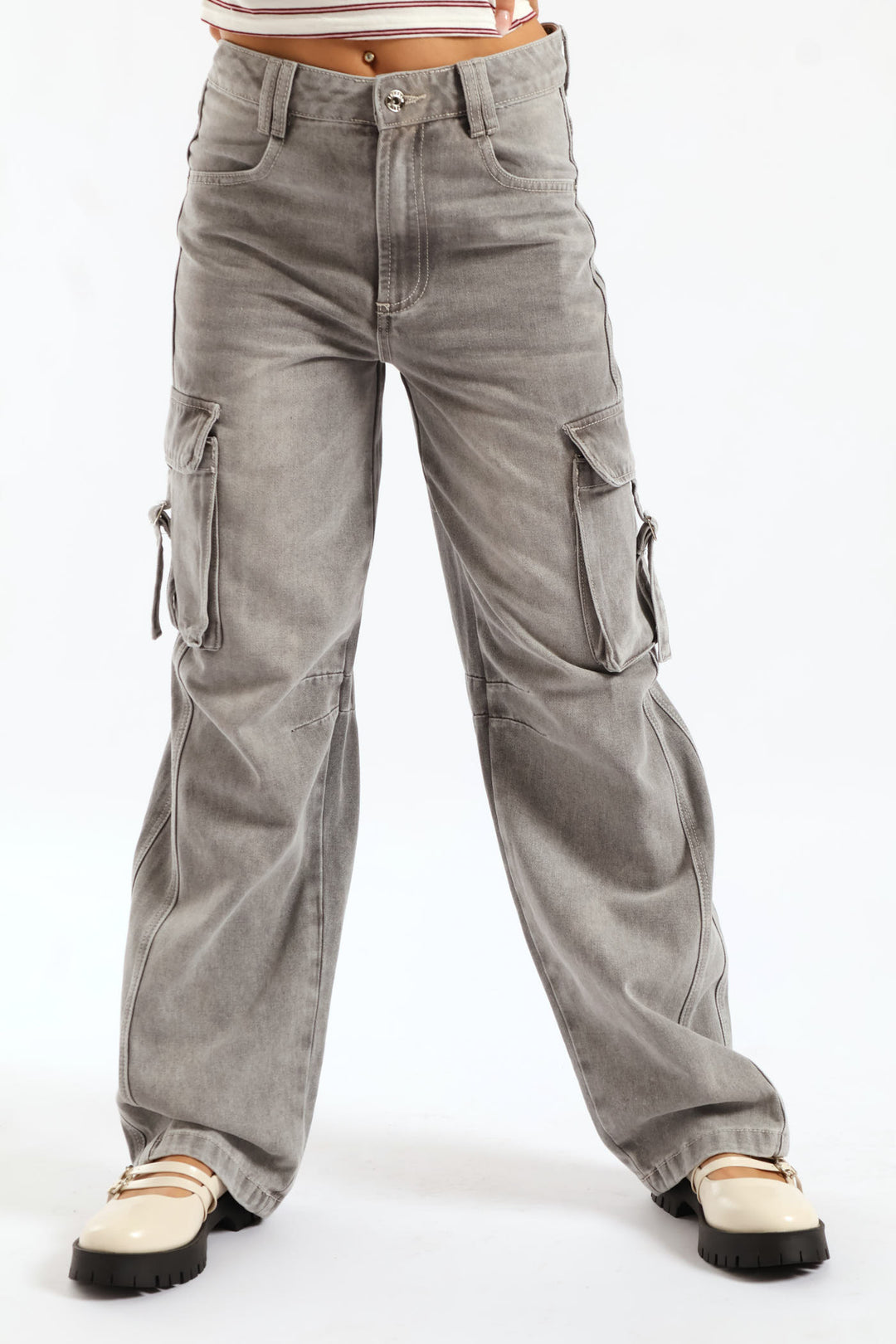 Buckle Cargo Jean - Mid Grey