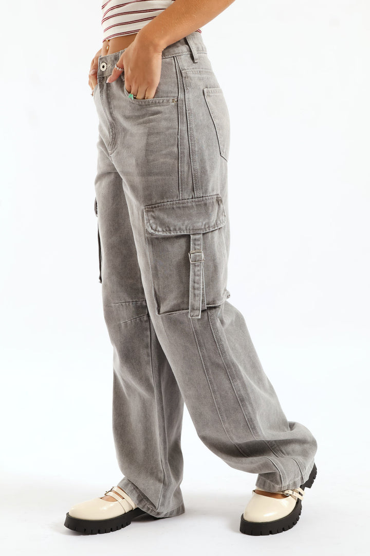 Buckle Cargo Jean - Mid Grey
