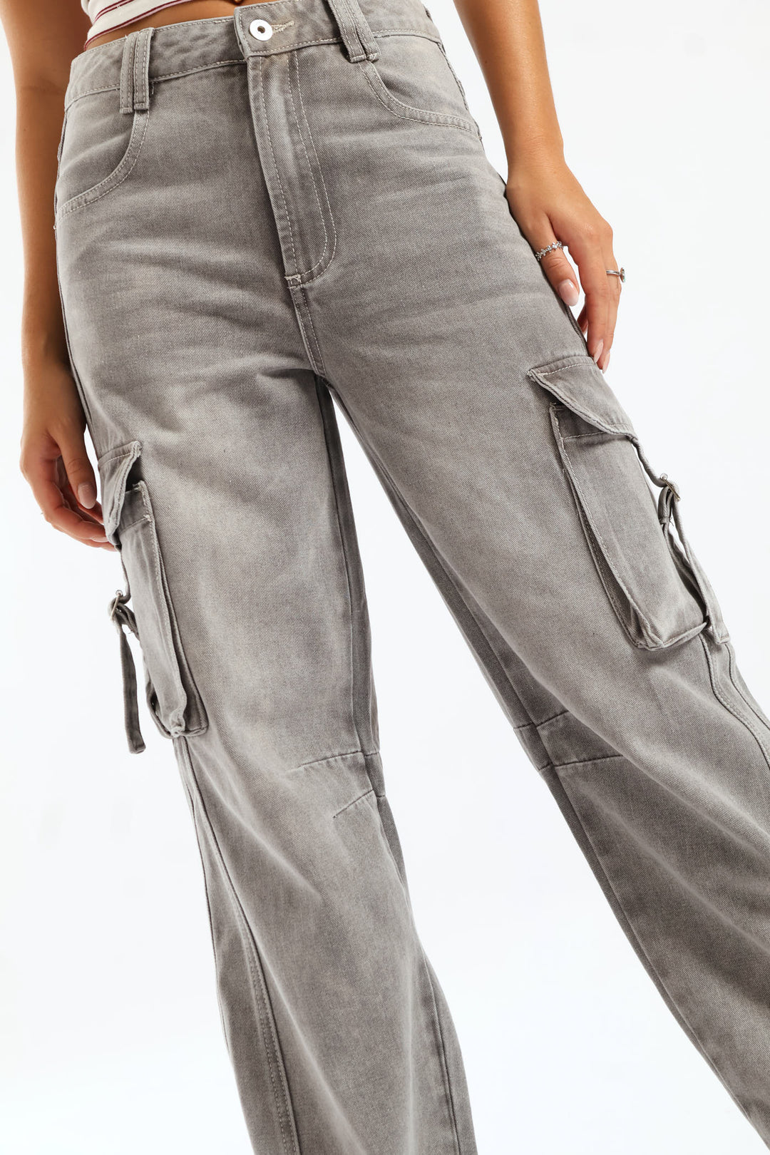 Buckle Cargo Jean - Mid Grey