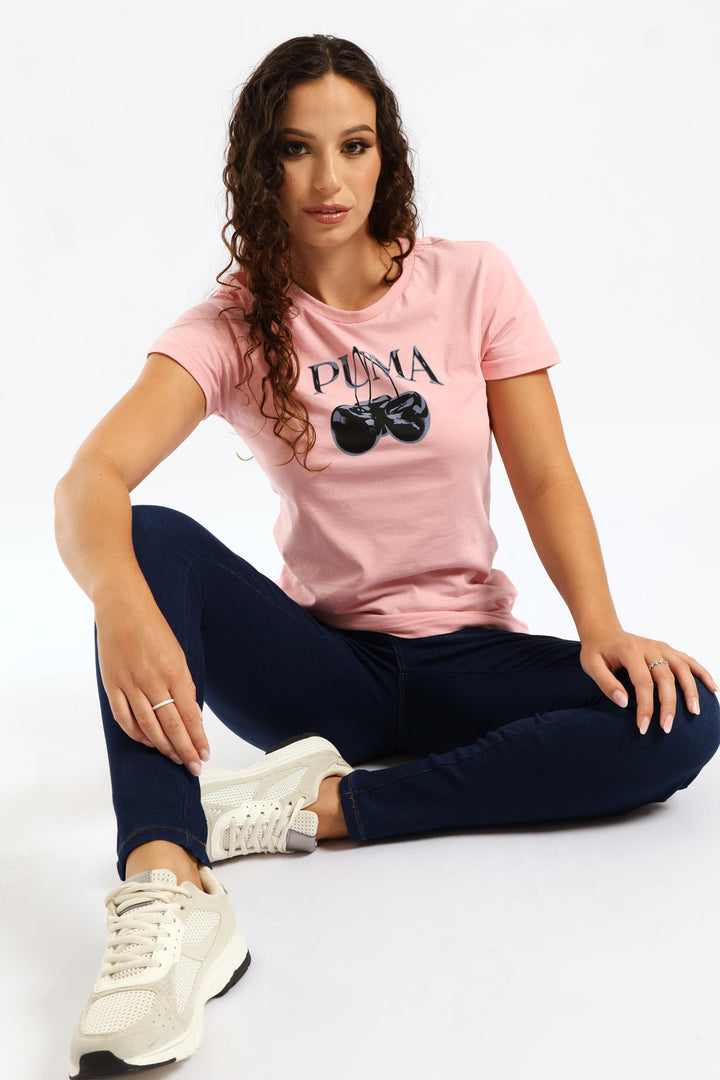 Cherry Graphic Tee - Rose