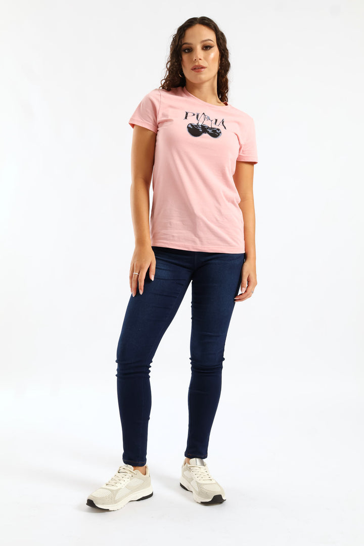 Cherry Graphic Tee - Rose