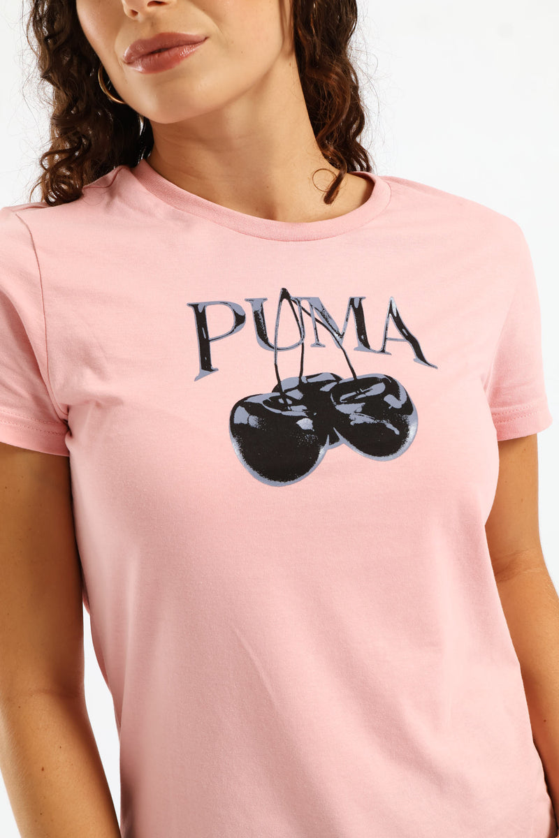 Cherry Graphic Tee - Rose