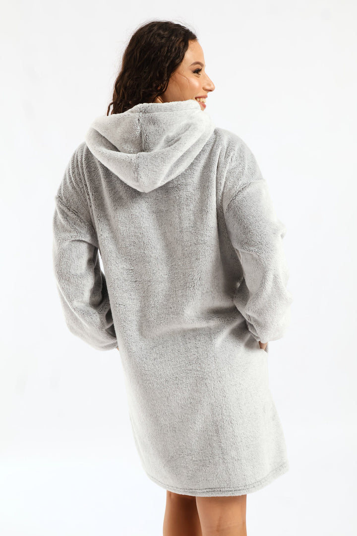 Zip Through Oversized 2 Tone Gown - Grey
