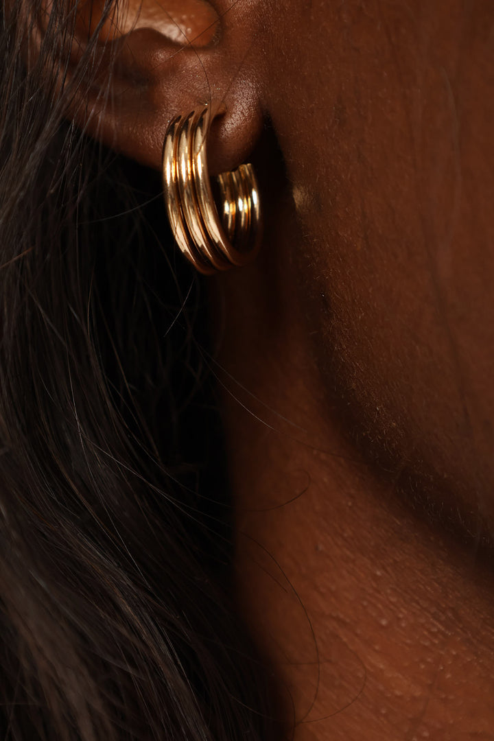 2 Pack Twist & Rigid Hoop Earrings - Gold