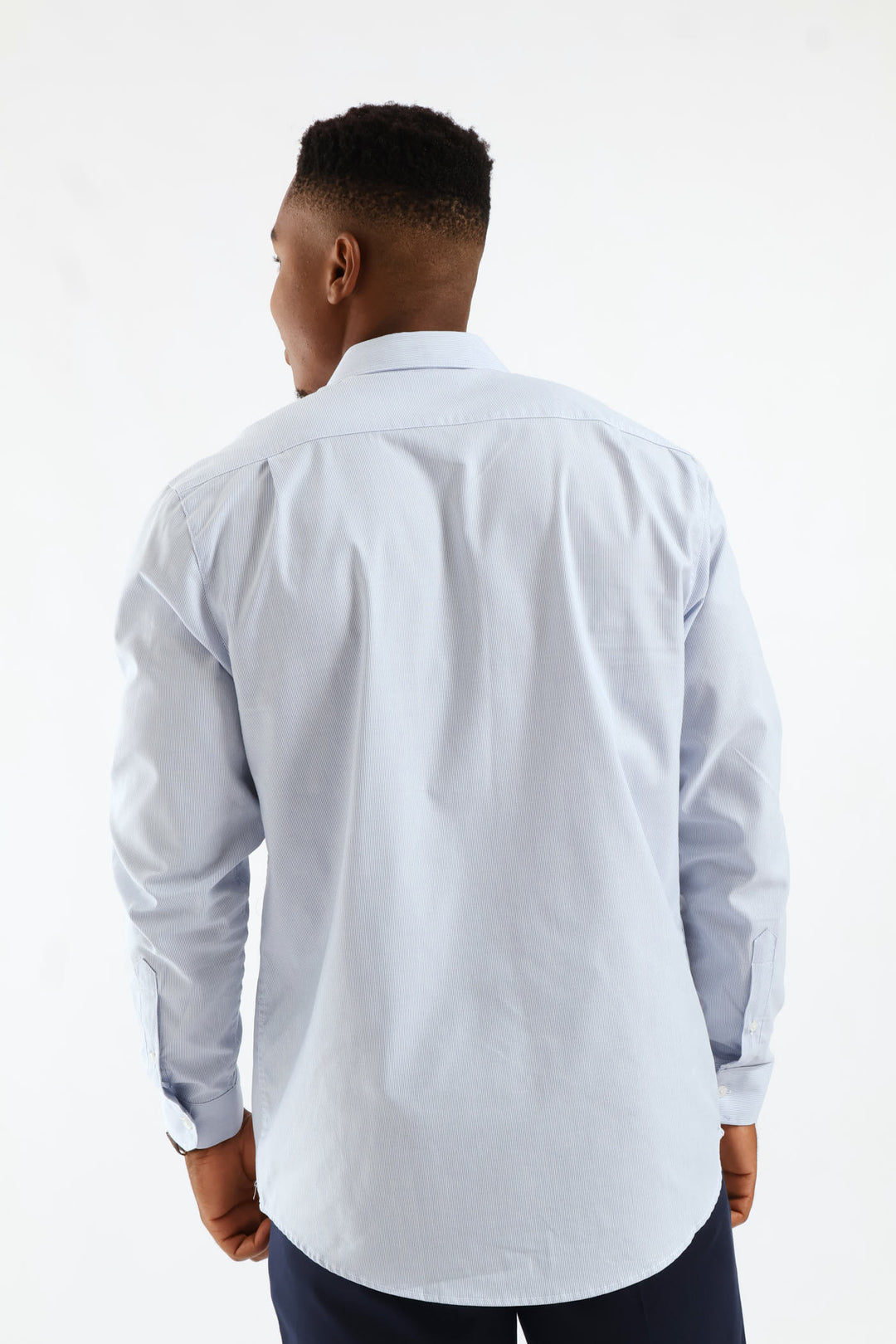 Regular Long Sleeve Stripe Textured Shirt - Light Blue/White